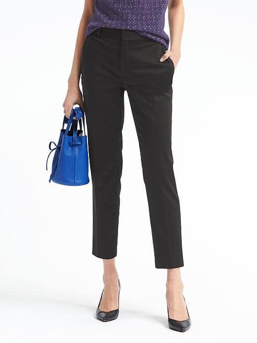 Banana Republic Womens Avery Fit Solid Sateen Pant - Black