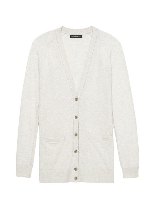 Banana Republic Womens Italian Superloft Boyfriend Cardigan Heather Light Gray Size Xl