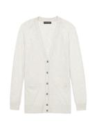 Banana Republic Womens Italian Superloft Boyfriend Cardigan Heather Light Gray Size Xl