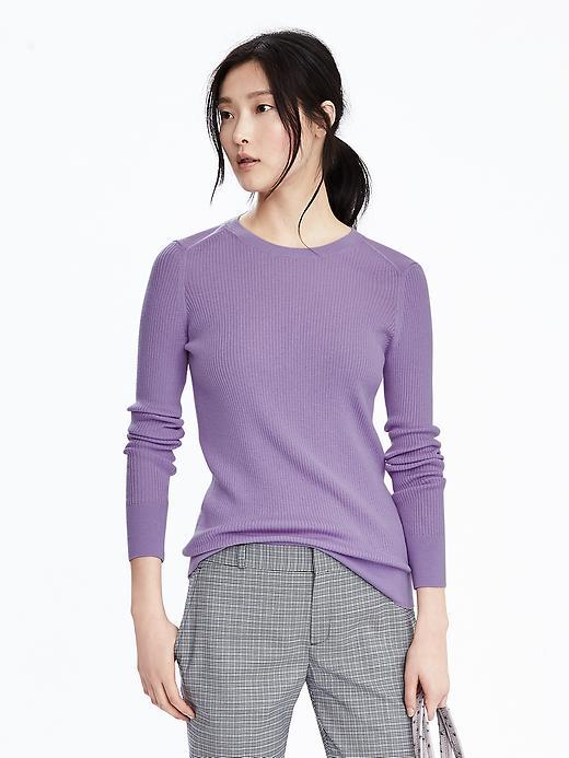 Banana Republic Extra Fine Merino Wool Crew Pullover Size L - Lilac