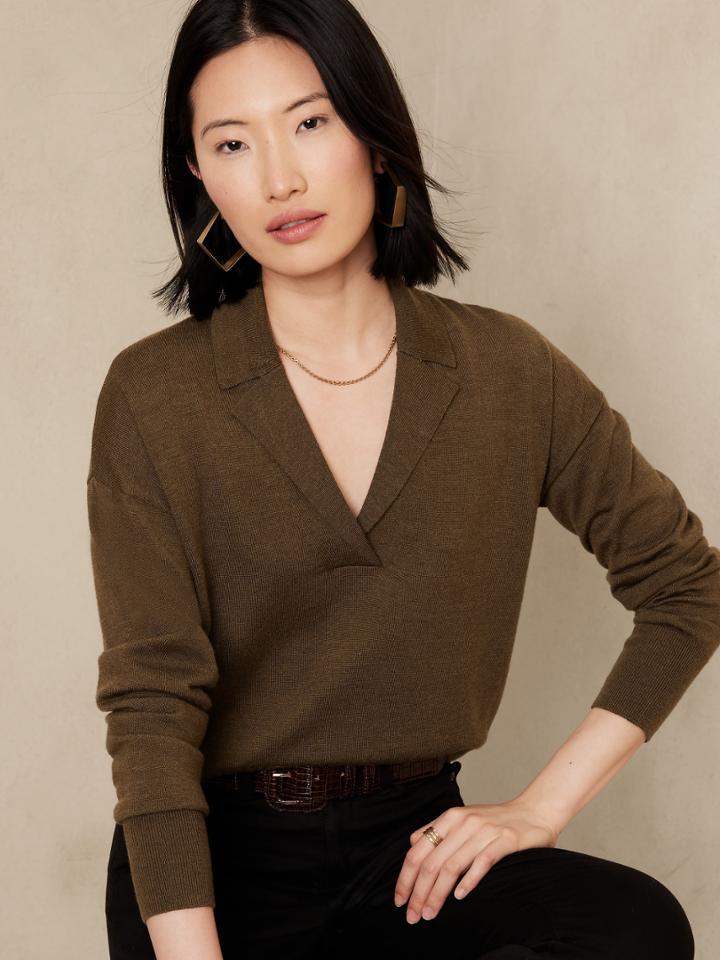 Petite Bella Merino Sweater Polo Shirt
