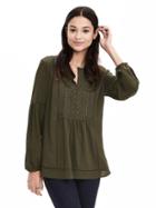 Banana Republic Womens Embroidered Crepe Blouse Size L - Dark Cypress