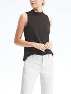 Banana Republic Womens Cutout Sleeveless Mock Top - Black