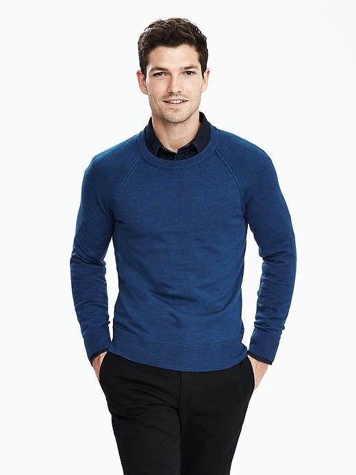 Banana Republic Merino Crew Neck Sweater Size L Tall - Bright Blue