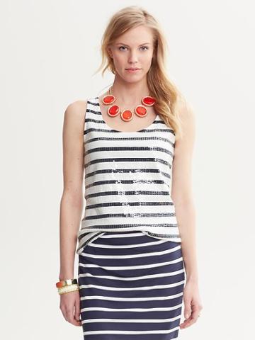 Banana Republic Striped Sequin Tank