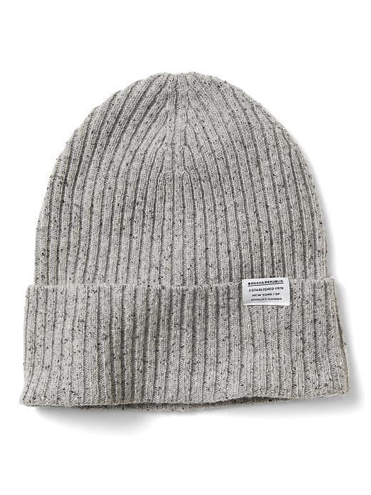 Banana Republic Mens Rib Knit Tweed Beanie - Gray