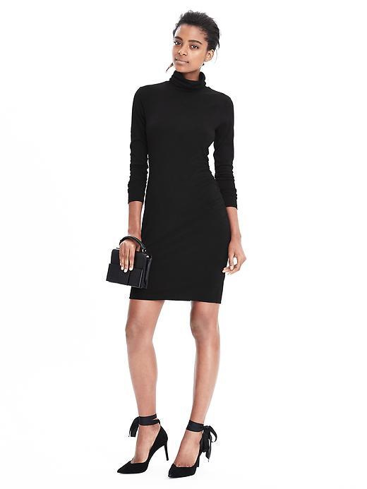 Banana Republic Womens Black Turtleneck Dress Size L Tall - Black