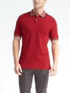 Banana Republic Mens Pique Jaspe Collar Polo - Fire Red