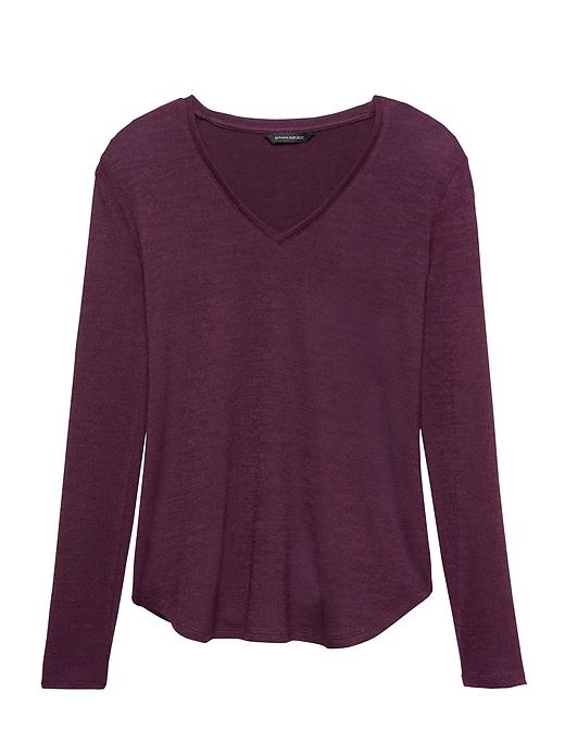 Banana Republic Womens Luxespun Long-sleeve V-neck T-shirt Burgundy Red Size Xs