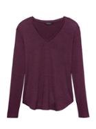Banana Republic Womens Luxespun Long-sleeve V-neck T-shirt Burgundy Red Size Xs