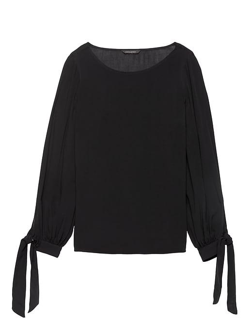 Banana Republic Womens Petite Tie-cuff Top Black Size Xxs