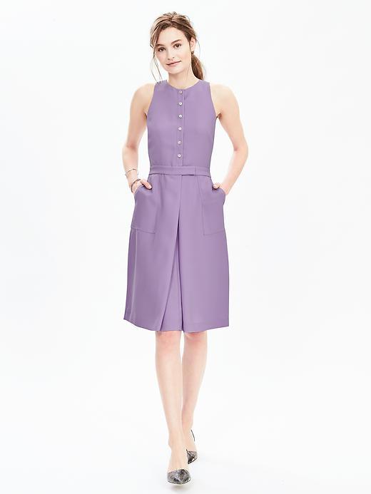 Banana Republic Womens Sleeveless Button Pleat Dress Size 0 Petite - Summer Lilac