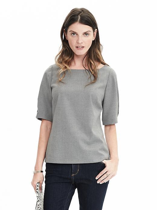 Banana Republic Womens Puff Short Sleeve Top Size L - Gray