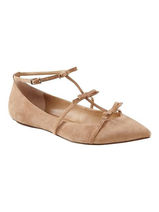 Banana Republic Womens Triple-bow Flat Biscottie Suede Size 8