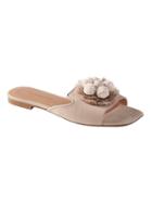 Banana Republic Womens Pom Pom Loafer Slide Fawn Suede Size 10