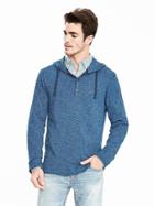 Banana Republic Mens Henley Hoodie Size S - Marbled Blue
