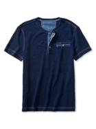 Banana Republic Mens Indigo Short Sleeve Henley Size L Tall - Medium Wash