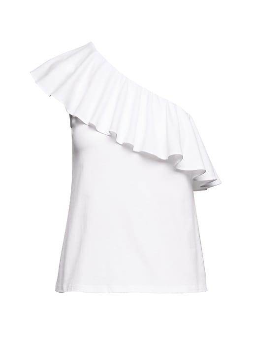 Banana Republic Womens One-shoulder Supima Cotton Top White Size L