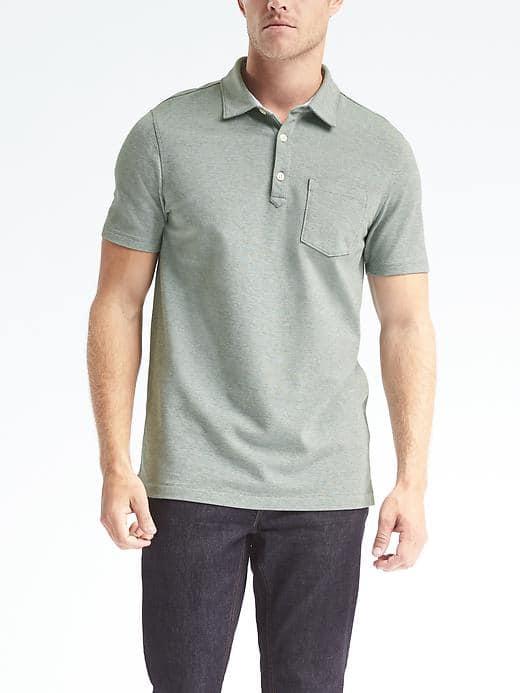 Banana Republic Mens Performance Pique Polo - Forest Pine