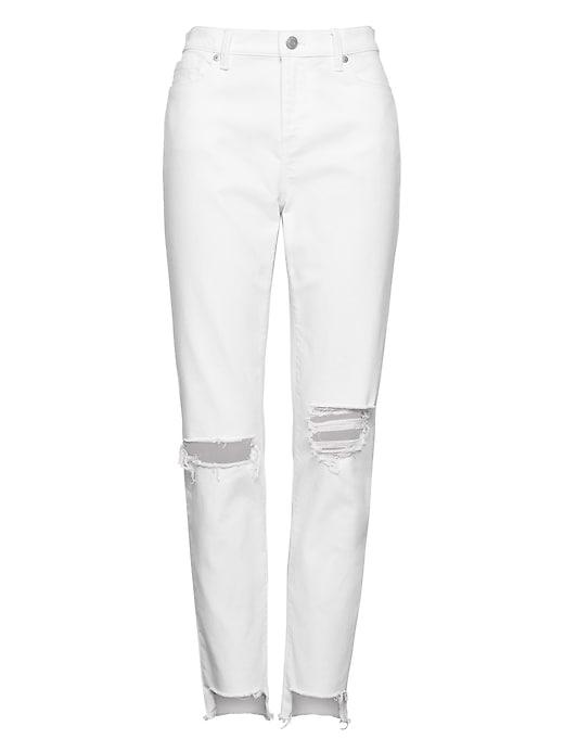 Banana Republic Womens Skinny Stain-resistant Ankle Jean With Frayed Step-hem White Size 35