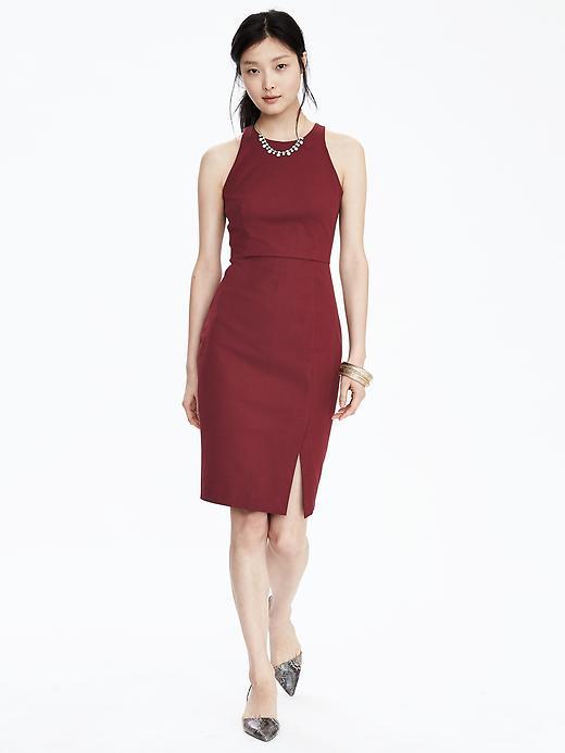 Banana Republic Womens Sleeveless Sheath Dress Size 0 Petite - Wine