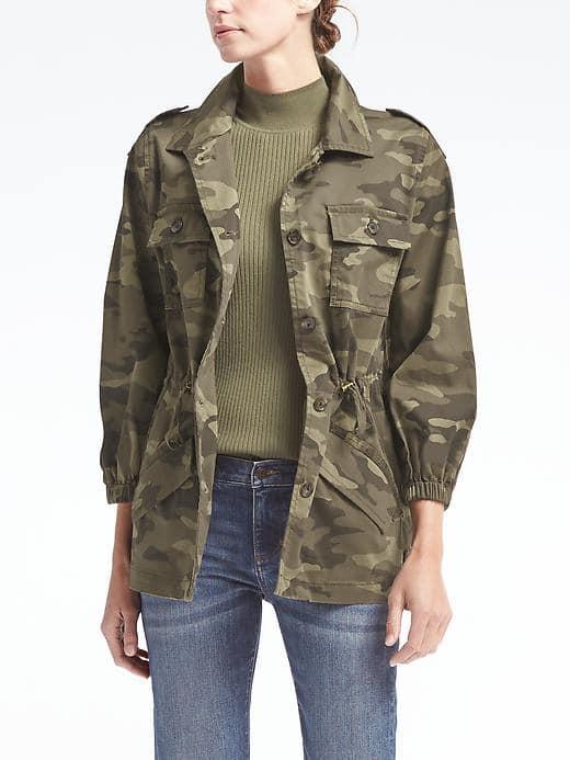 Banana Republic Blouson Sleeve Utility Jacket - Vicuna