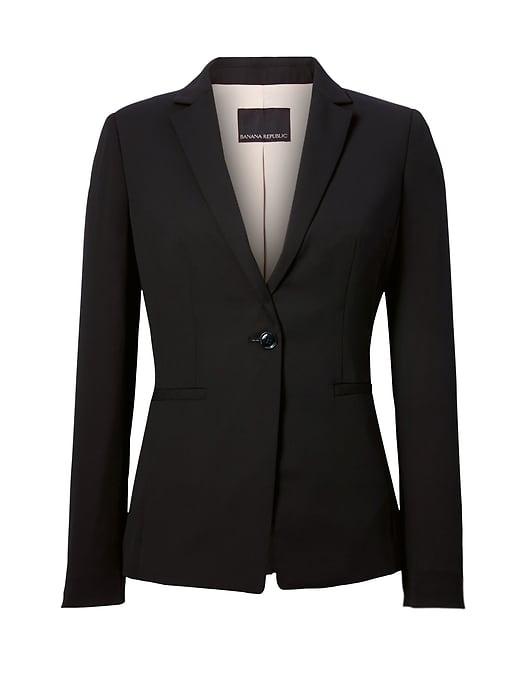 Banana Republic Womens Petite Long And Lean-fit Solid Blazer Black Size 8