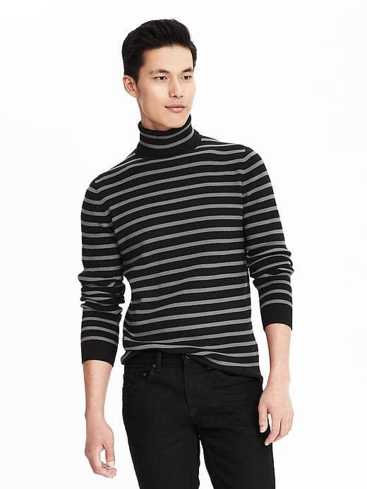 Banana Republic Heritage Stripe Turtleneck - Coal
