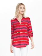Banana Republic Womens Dillon Fit Multi Stripe Blouse Size L - Pink