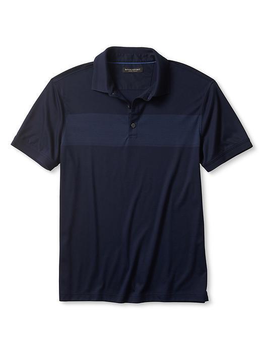 Banana Republic Mens Lux Chest Stripe Polo Size L - Preppy Navy