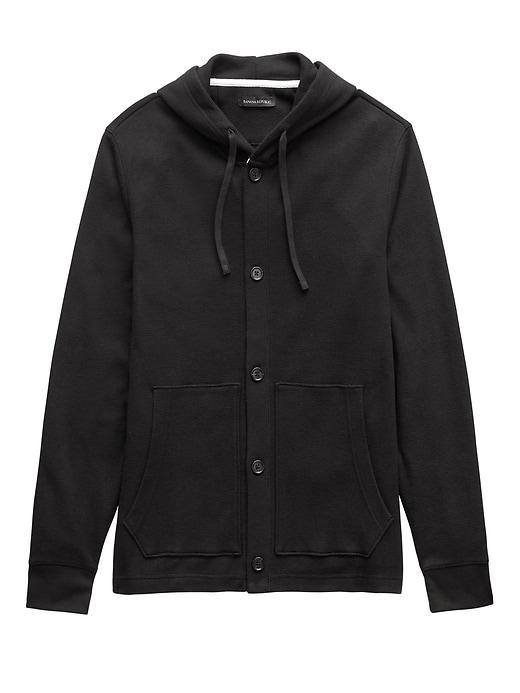 Banana Republic Mens Brushed Waffle-knit Hoodie Black Size M