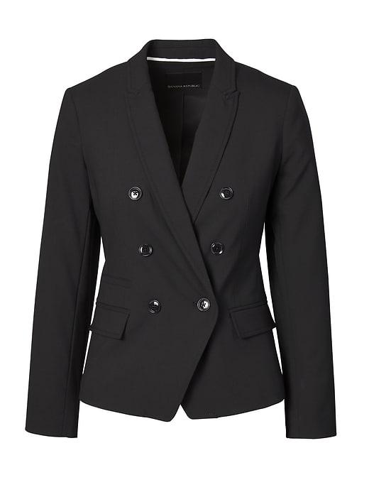 Banana Republic Womens Double Breasted-fit Lightweight Wool Blazer Black Size 10