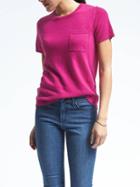 Banana Republic Womens Italian Cashmere Blend Pocket Tee - Bright Magenta