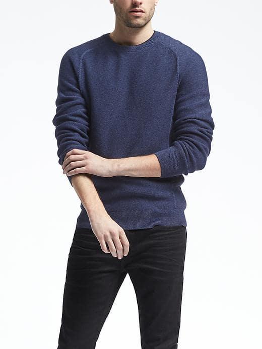 Banana Republic Mens Coolmax Crew Pullover - Preppy Navy