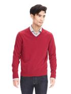 Banana Republic Mens Cotton Cashmere Vee Pullover Size L Tall - Red