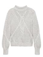 Banana Republic Womens Chunky Cable-knit Mock-neck Sweater Heather Light Gray Size L