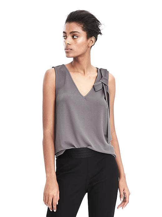 Banana Republic Womens Shoulder Bow Top - Luxe Grey