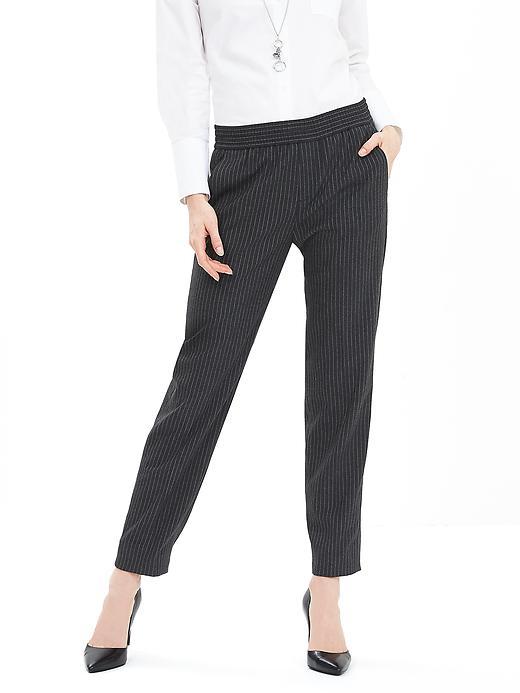 Banana Republic Womens Charcoal Pinstripe Drapey Pant Size 0 Short - Navy