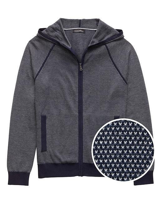 Banana Republic Mens Supima Cotton Birdseye Full-zip Sweater Hoodie Navy Blue Size L