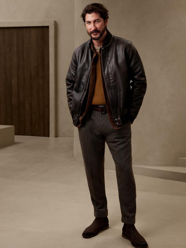 Br Archives Leather Bomber Jacket