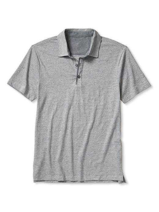 Banana Republic Mens Soft Wash Space Dye Denim Polo Size L Tall - Navy Heather