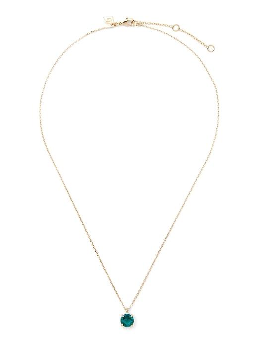Banana Republic Womens Birthstone Round Pendant Necklace May - Emerald Green - Emerald Green Size One Size