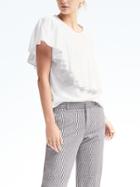 Banana Republic Womens Diagonal Ruffle Supima Cotton Tee - White