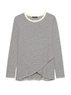 Banana Republic Womens Petite Threadsoft Cross-front T-shirt Mini Stripe Size S