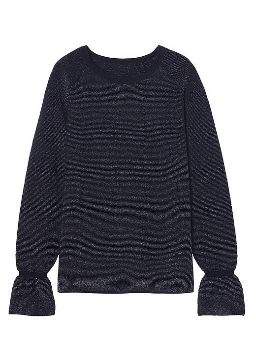 Banana Republic Womens Italian Superloft Shine Flare-cuff Crew Navy & Silver Size Xl