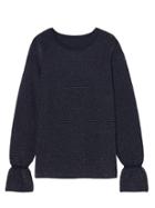 Banana Republic Womens Italian Superloft Shine Flare-cuff Crew Navy & Silver Size Xl