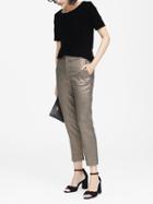 Banana Republic Womens Avery Straight-fit Metallic Twill Ankle Pant Gold Size 14