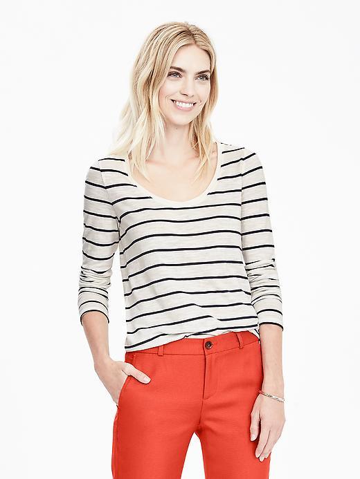 Banana Republic Womens Striped Slub Tee Size L - Cocoon