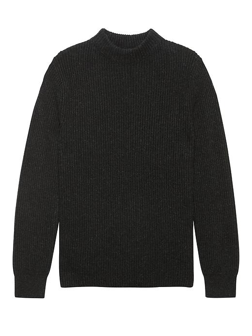 Banana Republic Mens Cotton-linen Blend Ribbed Mock-neck Sweater Black Size S