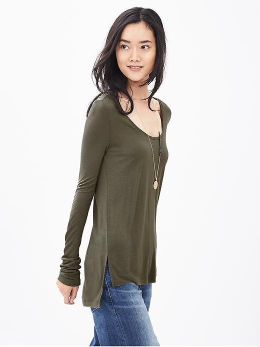 Banana Republic Womens Modal Scoop Neck Tee Size L - Tigers Eye Green